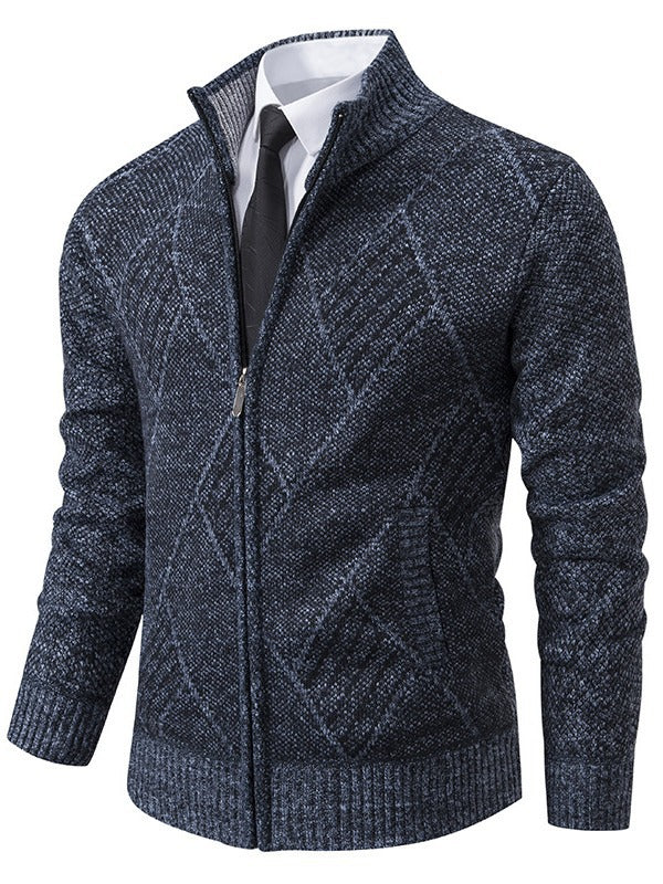 Herren Strickjacke mit modernem Zopfdesign und praktischem Reißverschluss Aliams