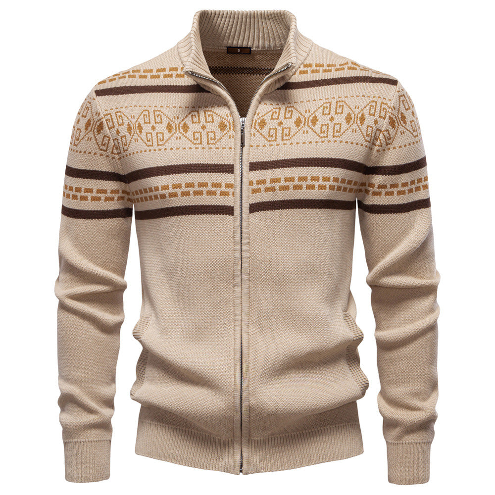 Herren Strickjacke mit modernem Zipper-Design und Muster Aliams