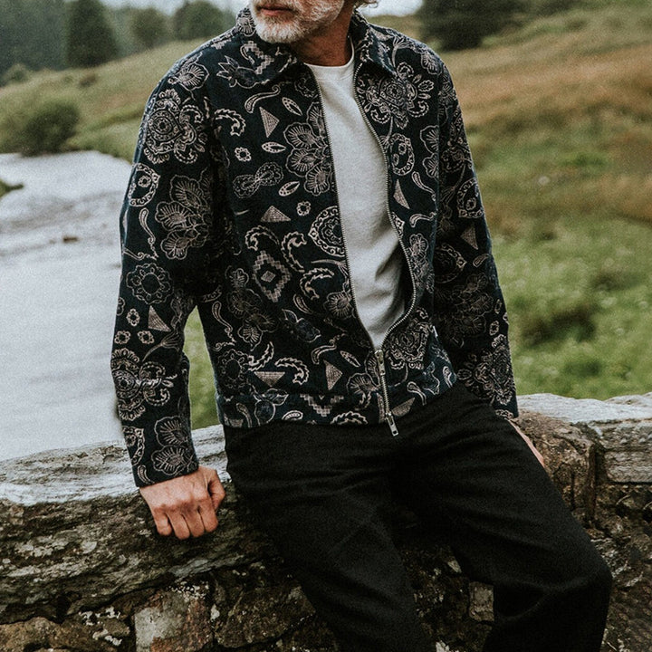 Herren Zip-Jacke mit floralem Design und praktischen Taschen Aliams