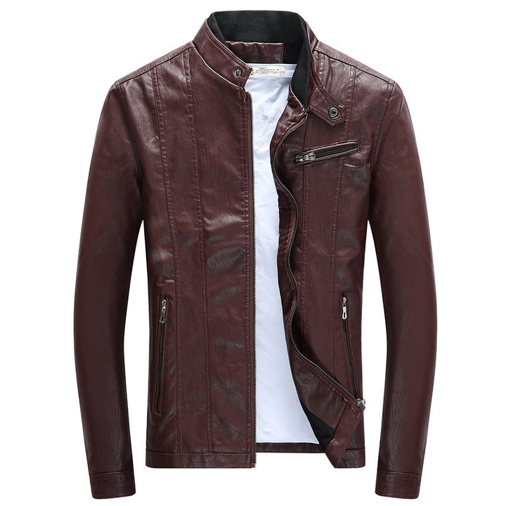 Herren trendige Kunstlederjacke mit feinen Steppdetails Aliams