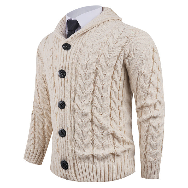 Herren Strickjacke mit Zopfmuster und schickem Schalkragen Aliams
