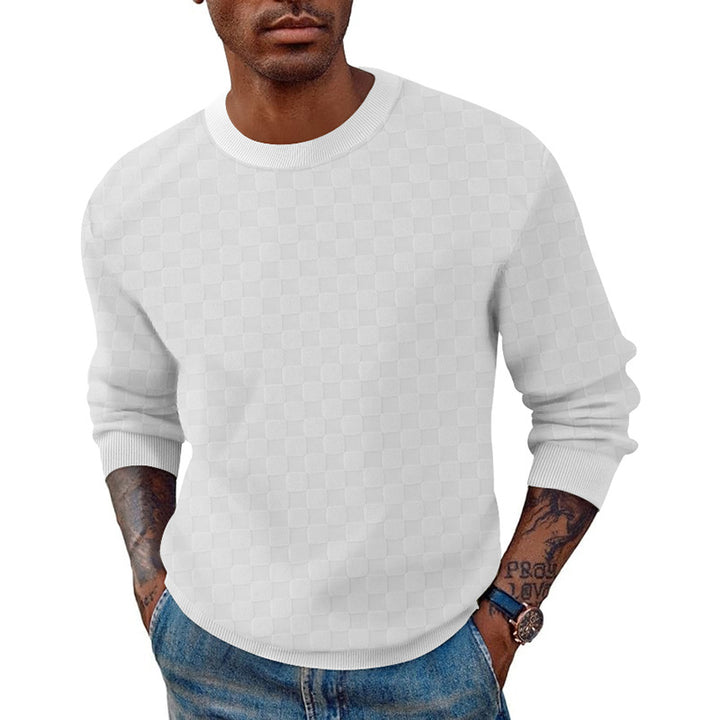 Herren strukturierter Strickpullover mit Rundhalsausschnitt und elastischem Bund Aliams