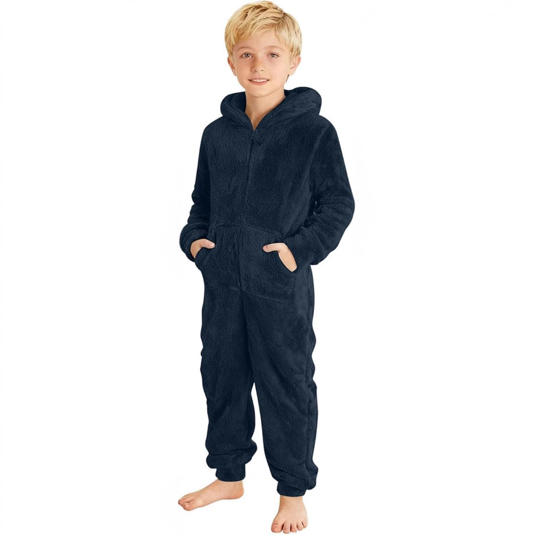 Unisex Kuscheliger Fleece-Overall mit Kapuze Aliams