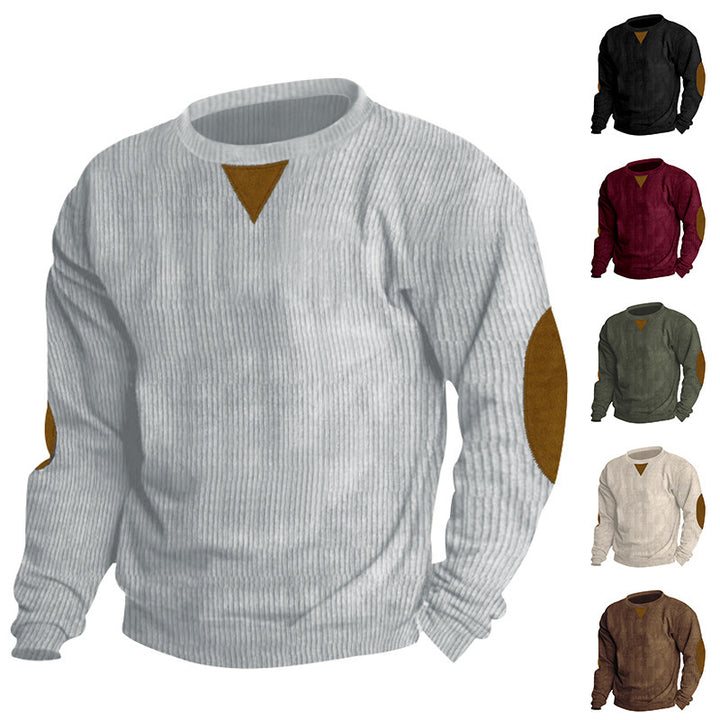 Herren Strickpullover mit einzigartigem strukturiertem Design und aufgesetzten Ellbogenpatches Aliams