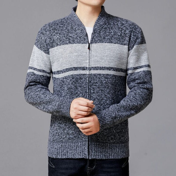 Herren Strickjacke mit modernem Zipper und strukturiertem Design Aliams