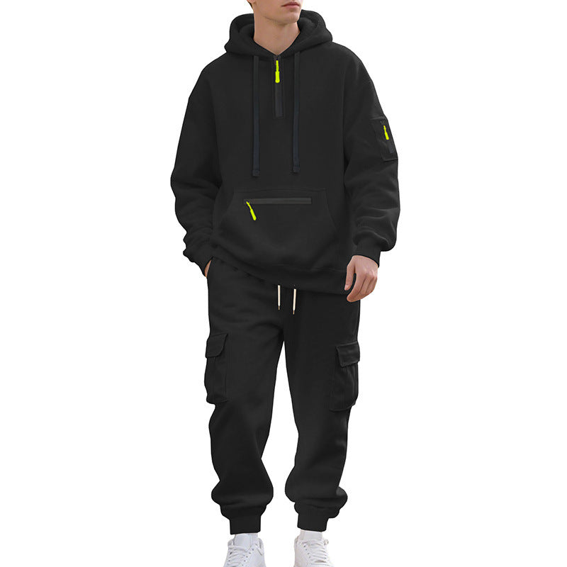 Herren Sportliches Cargo-Set mit Kapuzenpullover und praktischen Taschen Aliams