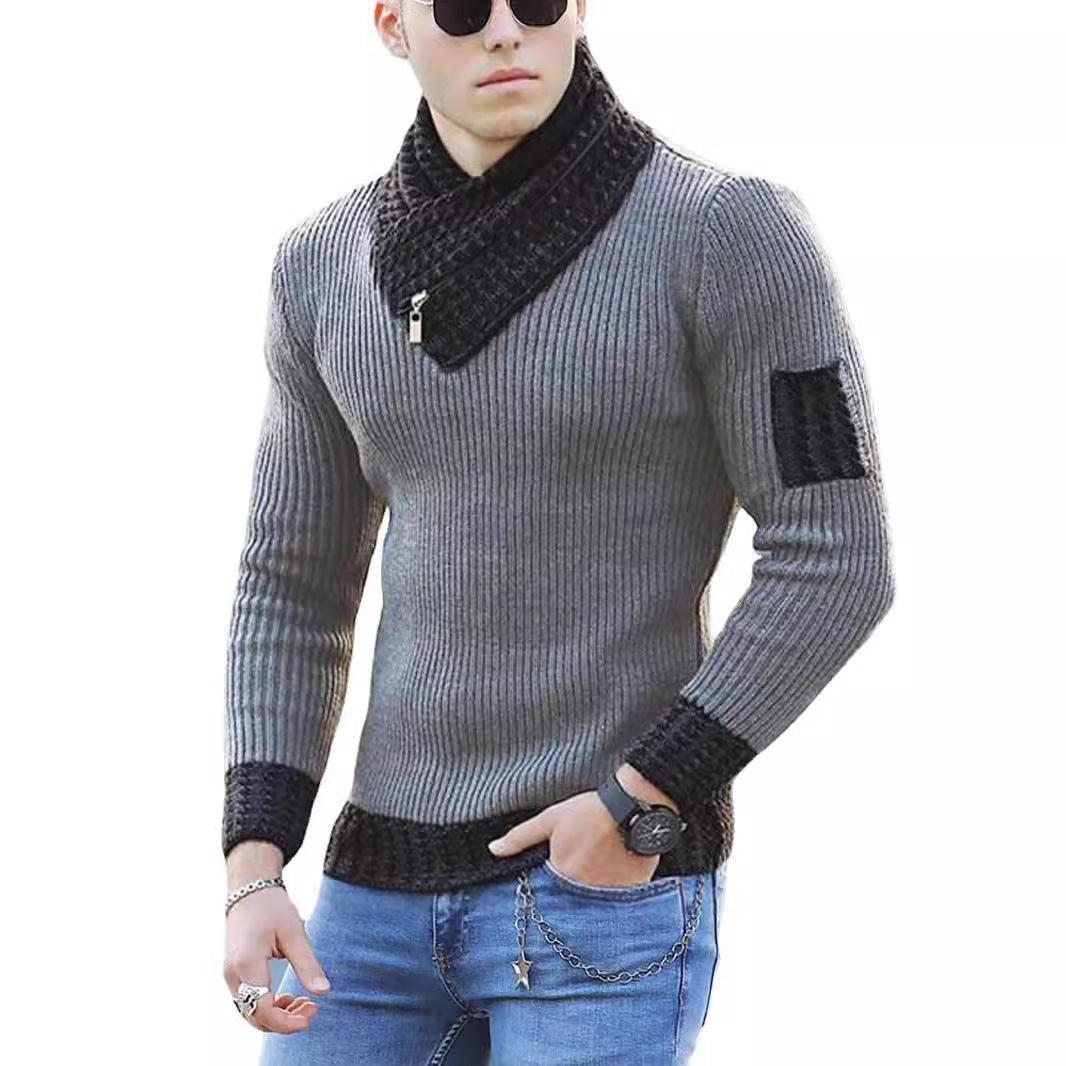 Herren strukturierter Pullover mit modernem Stehkragen Aliams