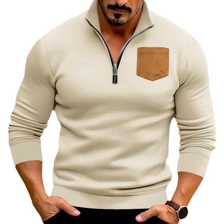 Herren sportlicher Pullover mit kontrastierenden Taschen Aliams
