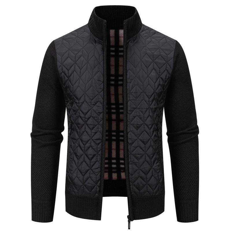 Herren Steppjacke mit hohem Kragen und eleganter Strickästhetik Aliams