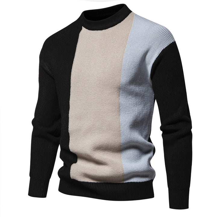 Herren Strickpullover mit modernem Farbblockdesign und hohem Kragen Aliams