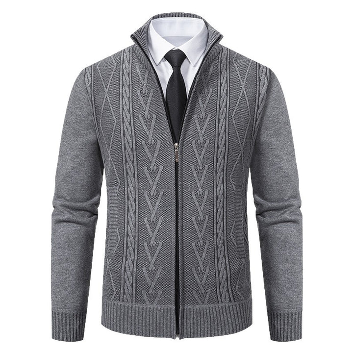 Herren Strickjacke mit Zopfmuster und durchgehendem Reißverschluss Aliams
