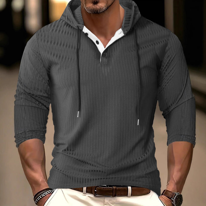 Herren Sportlicher Langarm-Hoodie mit strukturierter Oberfläche Aliams