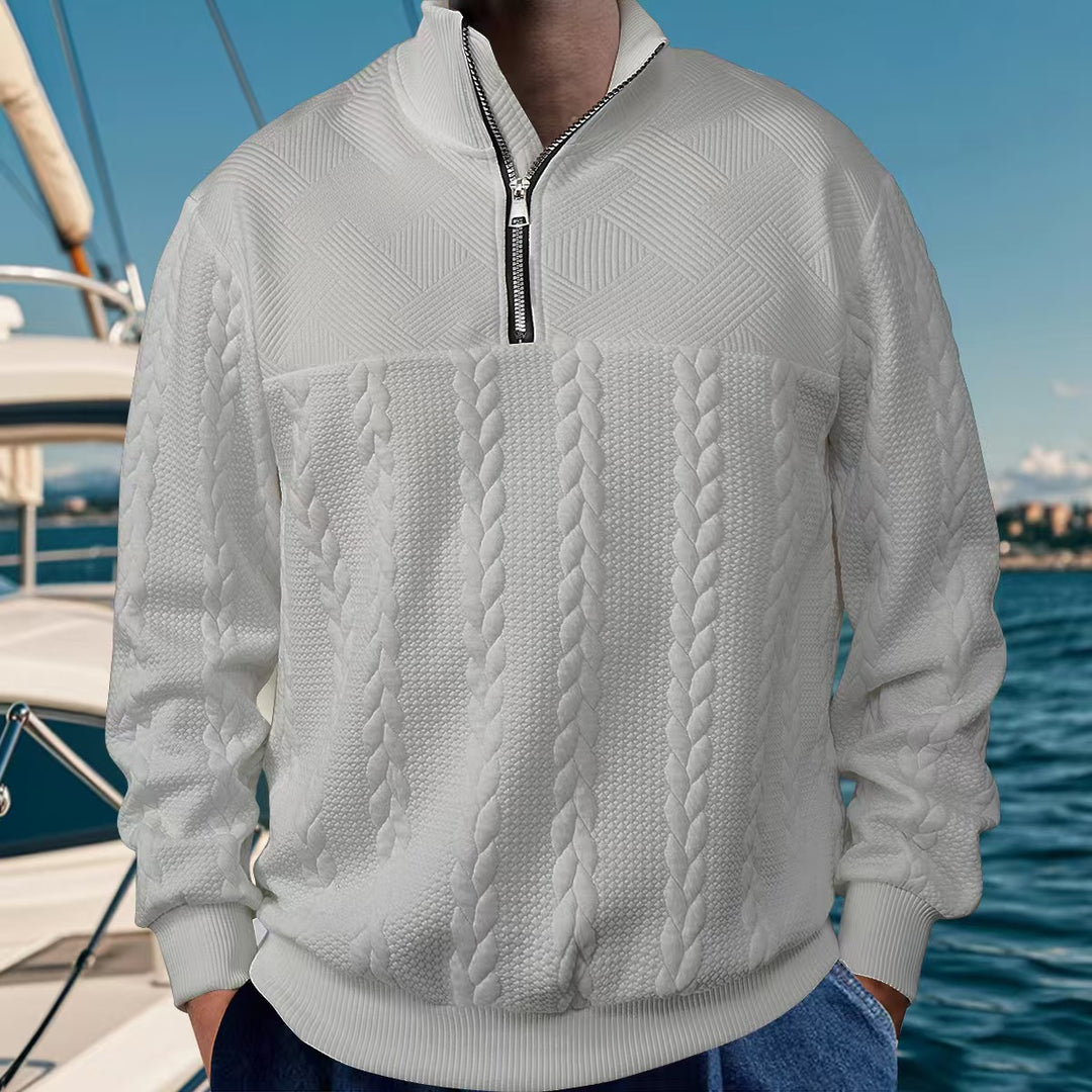 Herren Stepp-Pullover mit halbem Reißverschluss und strukturiertem Design Aliams