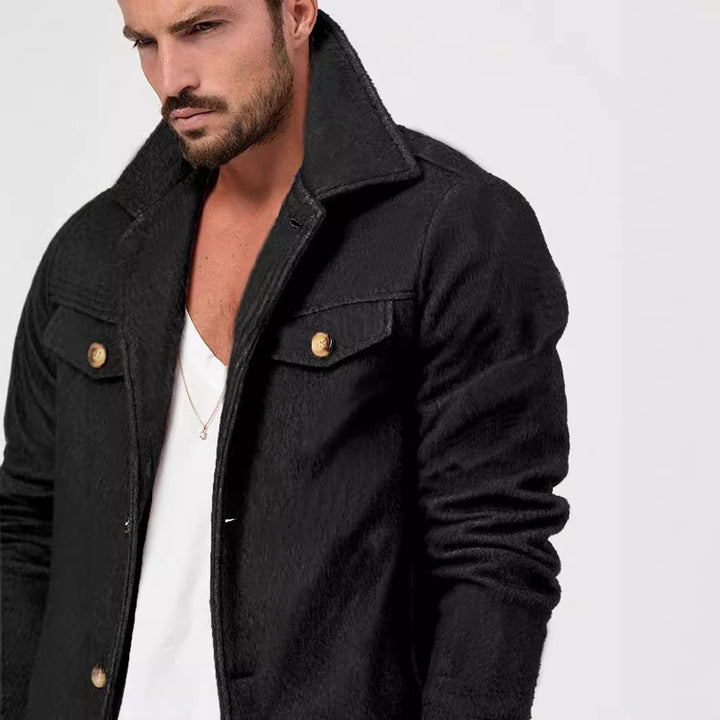 Herren Trendige Baumwolljacke mit goldfarbenen Knöpfen und aufgesetzten Taschen Aliams