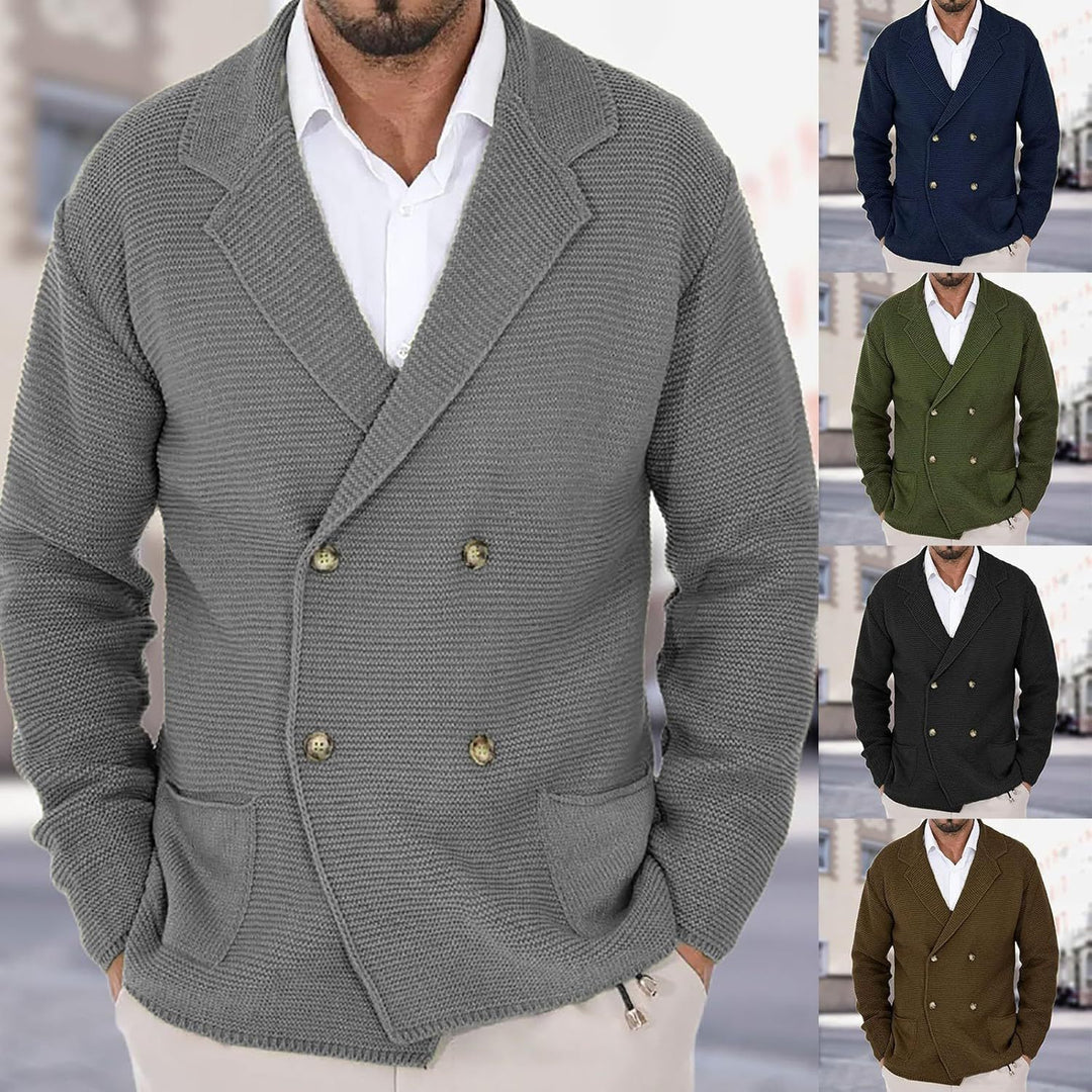 Herren Strickjacke mit modischem Schalkragen und dekorativen Knöpfen Aliams