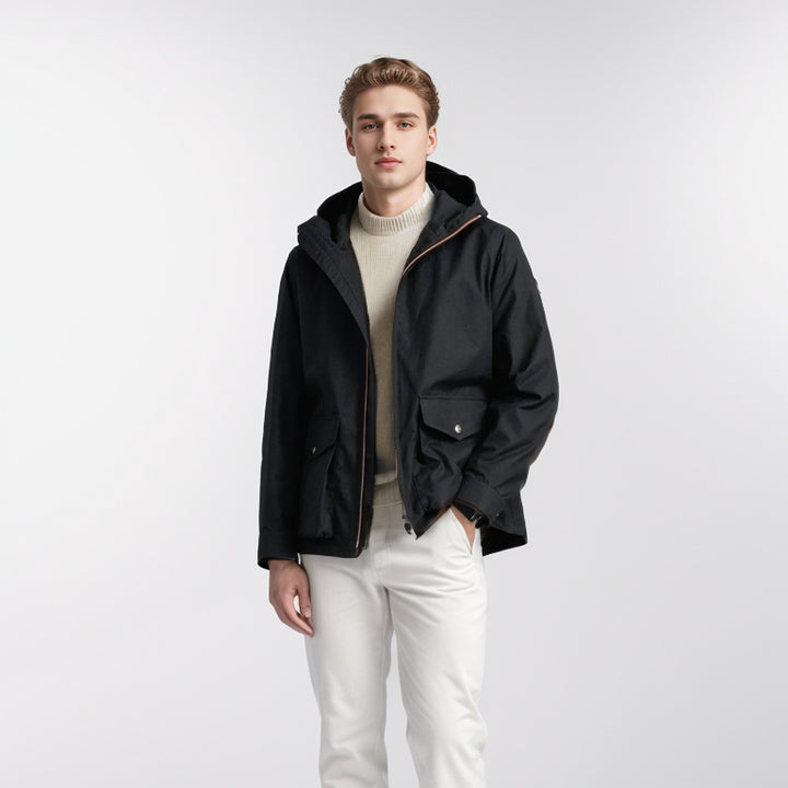 Herren Übergangsjacke mit praktischen Taschen und verstellbarem Kapuzenkragen Aliams