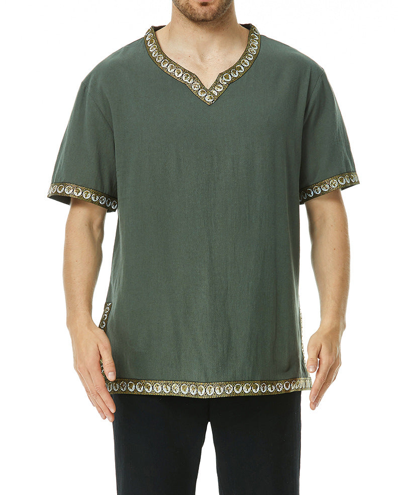 Herren Tunika mit dekorativem V-Ausschnitt und einzigartigem Mustersaum Aliams