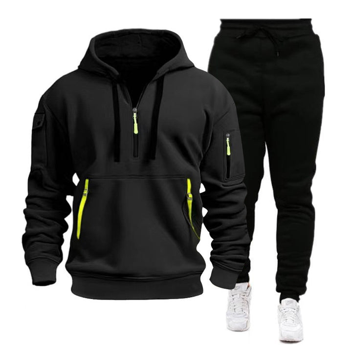 Herren Sportlicher Hoodie- und Jogginghosenanzug mit funktionalen Reißverschlusstaschen Aliams