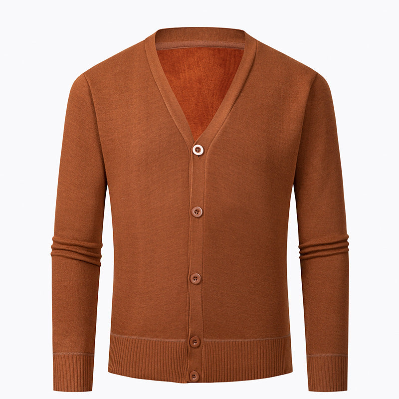 Herren Strickjacke mit V-Ausschnitt und knopflosem Design Aliams