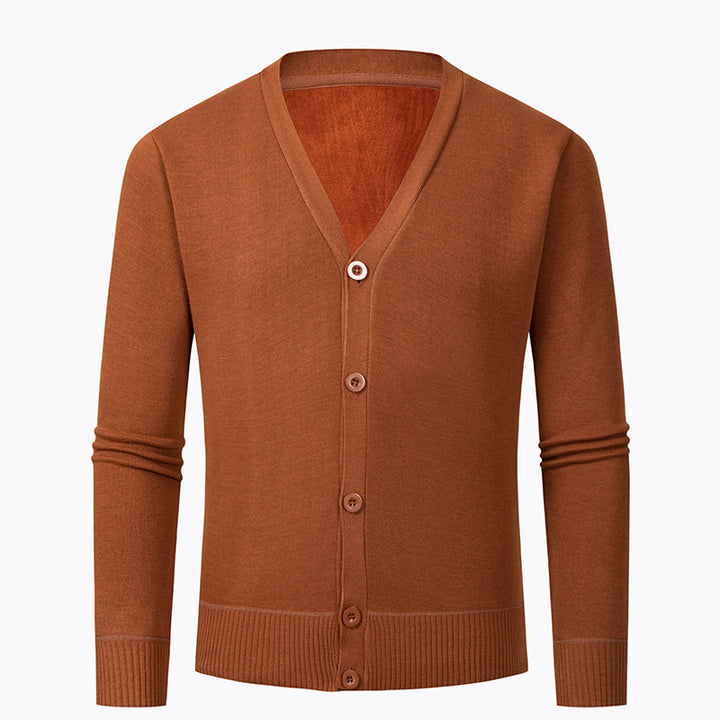 Herren Strickjacke mit V-Ausschnitt und knopflosem Design Aliams