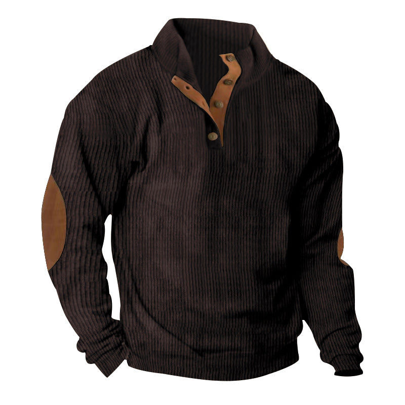 Herren Strukturierter Pullover mit modischen Lederapplikationen Aliams