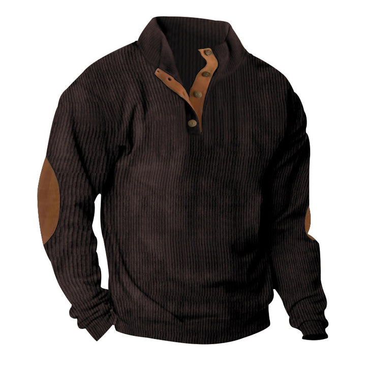 Herren Strukturierter Pullover mit modischen Lederapplikationen Aliams