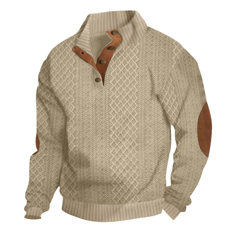 Herren Sweatshirt mit strukturiertem Strickmuster und Lederdetails Aliams