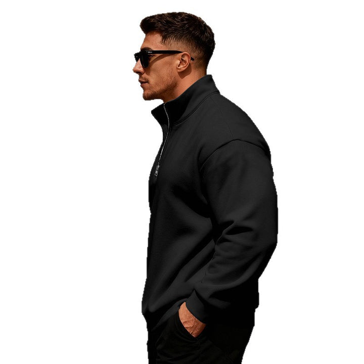 Herren sportlicher Pullover mit Stehkragen und halbem Reißverschluss Aliams