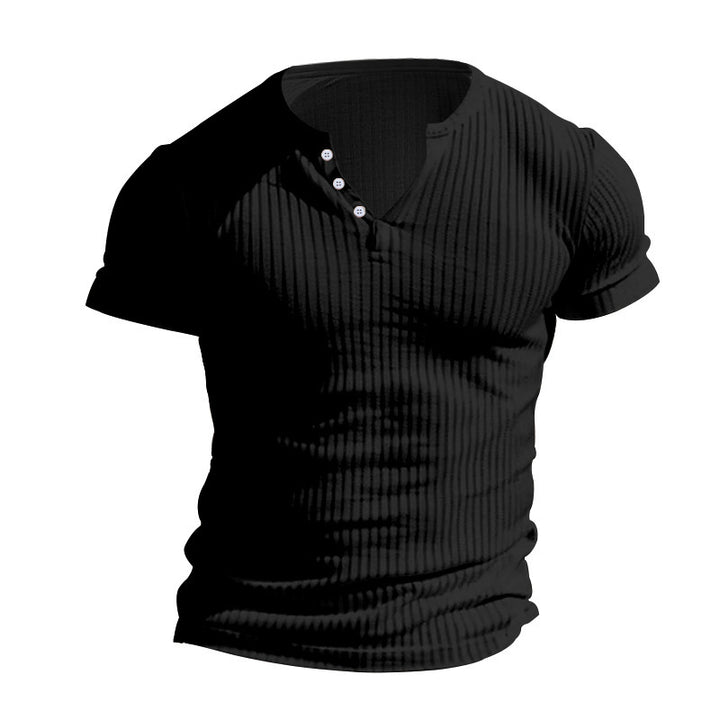 Herren strukturiertes Kurzarm-Henley-T-Shirt Aliams