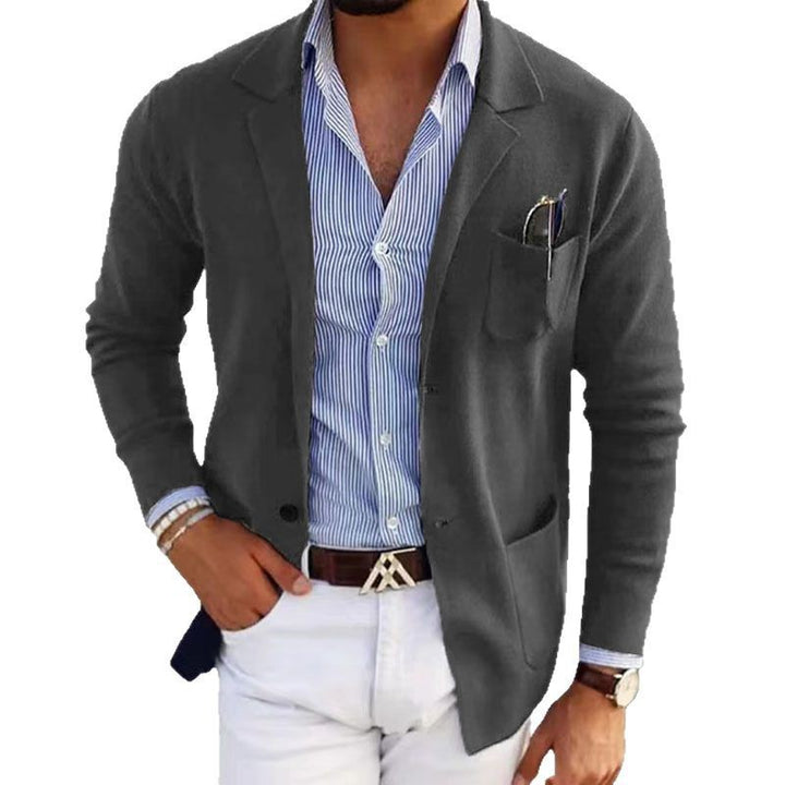 Herren sportlicher Strickblazer mit feiner Struktur und praktischen Taschen Aliams