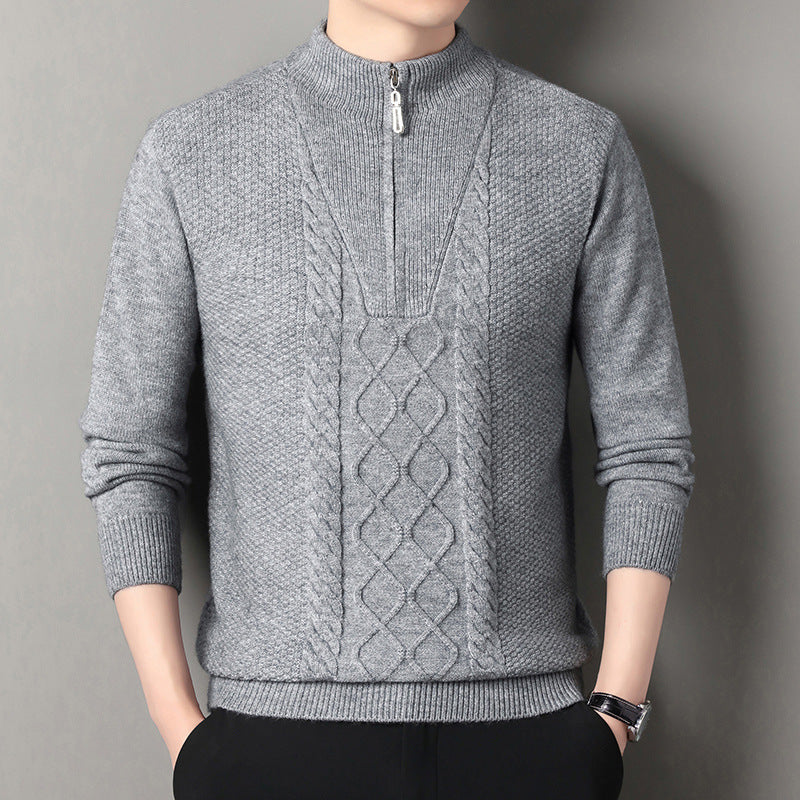 Herren Strickpullover mit hohem Kragen und Zipper Aliams