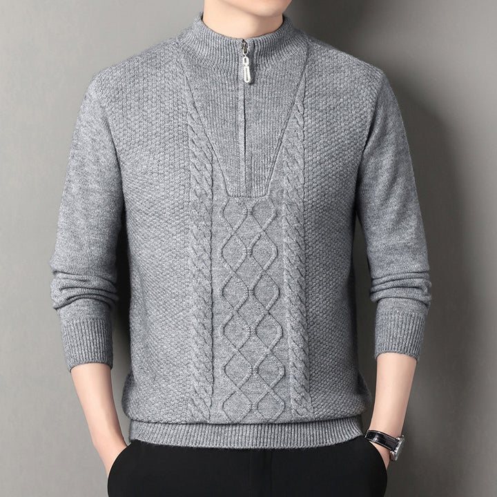 Herren Strickpullover mit hohem Kragen und Zipper Aliams