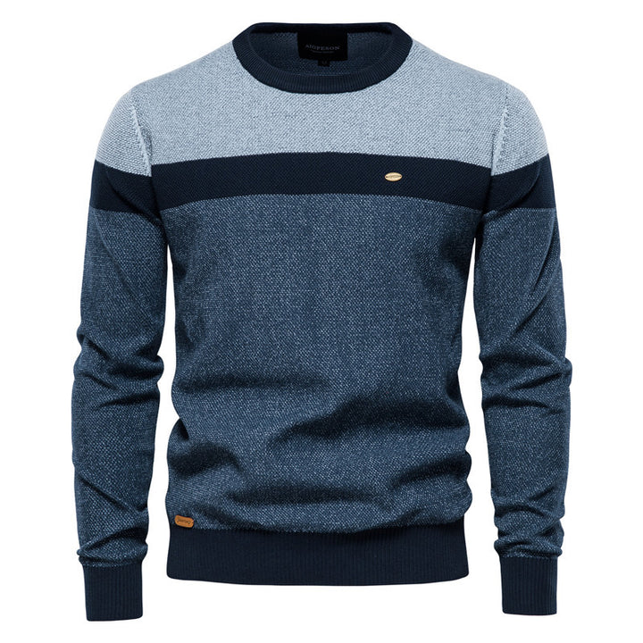 Herren Strickpullover mit modernem Farbblockdesign und feiner Struktur Aliams
