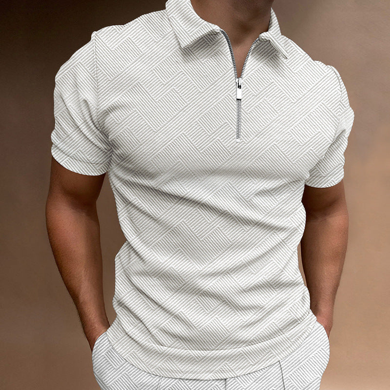 Herren strukturiertes Kurzarm-Zip-Polo Aliams