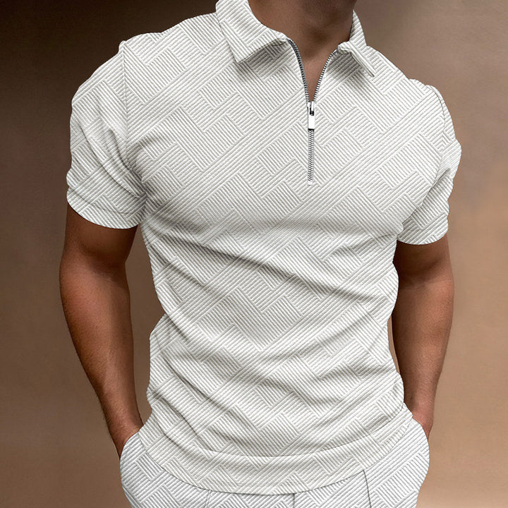 Herren strukturiertes Kurzarm-Zip-Polo Aliams