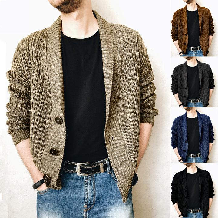 Herren Strickjacke mit modischem Schalkragen und praktischen Knöpfen Aliams