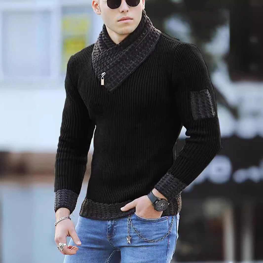 Herren strukturierter Pullover mit modernem Stehkragen Aliams