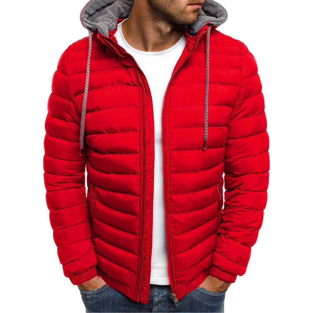 Herren gesteppte Winterjacke mit abnehmbarer Kapuze Aliams