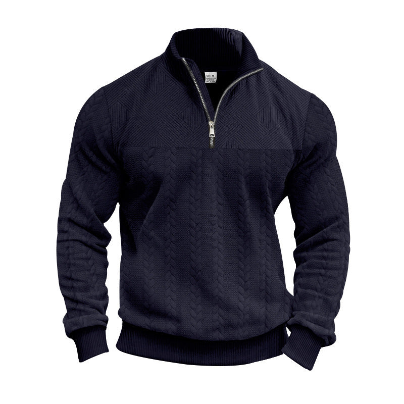 Herren strukturierter Pullover mit halbem Reißverschluss Aliams