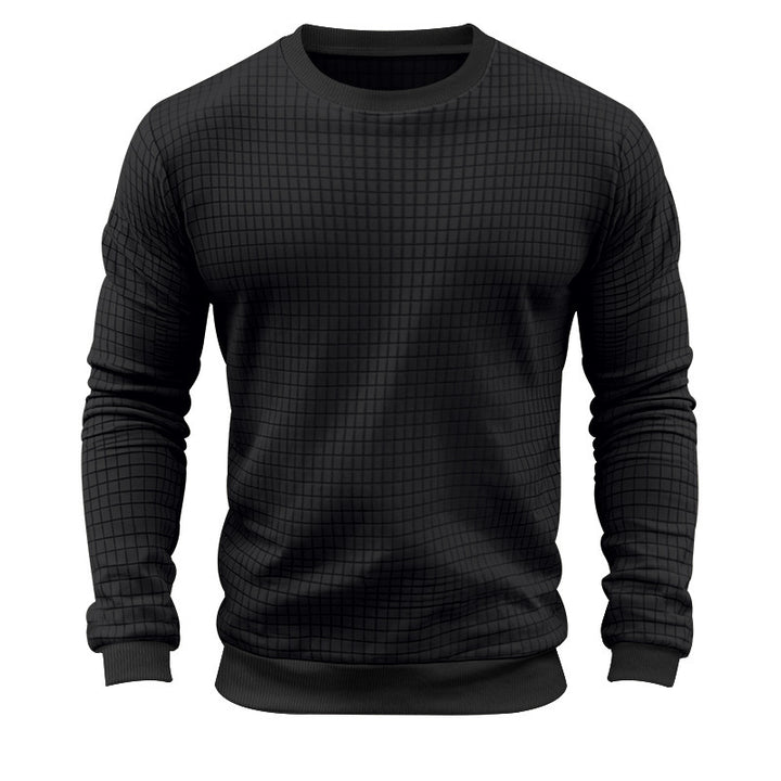 Herren stylischer Rundhals-Pullover mit modernem quadratischem Muster Aliams