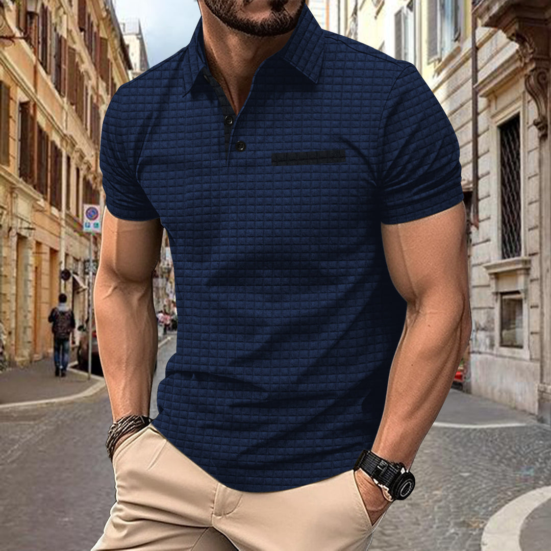 Herren strukturiertes Kurzarm-Polohemd mit modernem Design Aliams