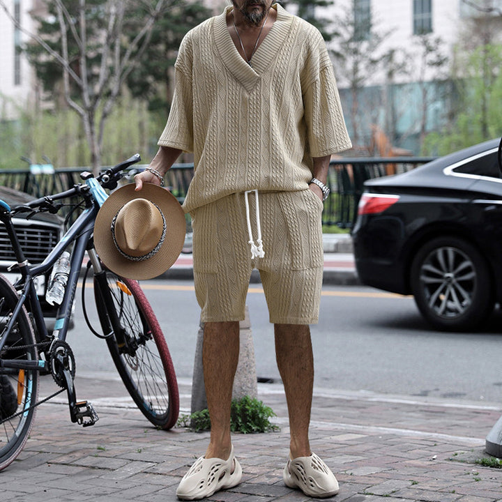 Herren trendiges Freizeitset mit gewobener Struktur Aliams