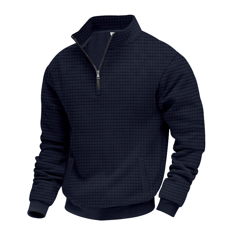 Herren Strukturierter Sweatpullover mit halbem Reißverschluss Aliams