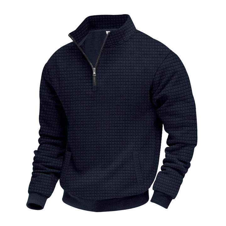 Herren Strukturierter Sweatpullover mit halbem Reißverschluss Aliams