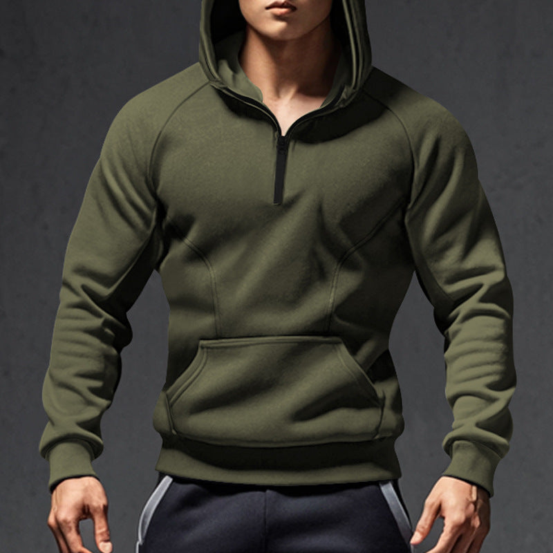 Herren sportlicher Kapuzenpullover mit leichtem Reißverschluss und bequemen Taschen Aliams