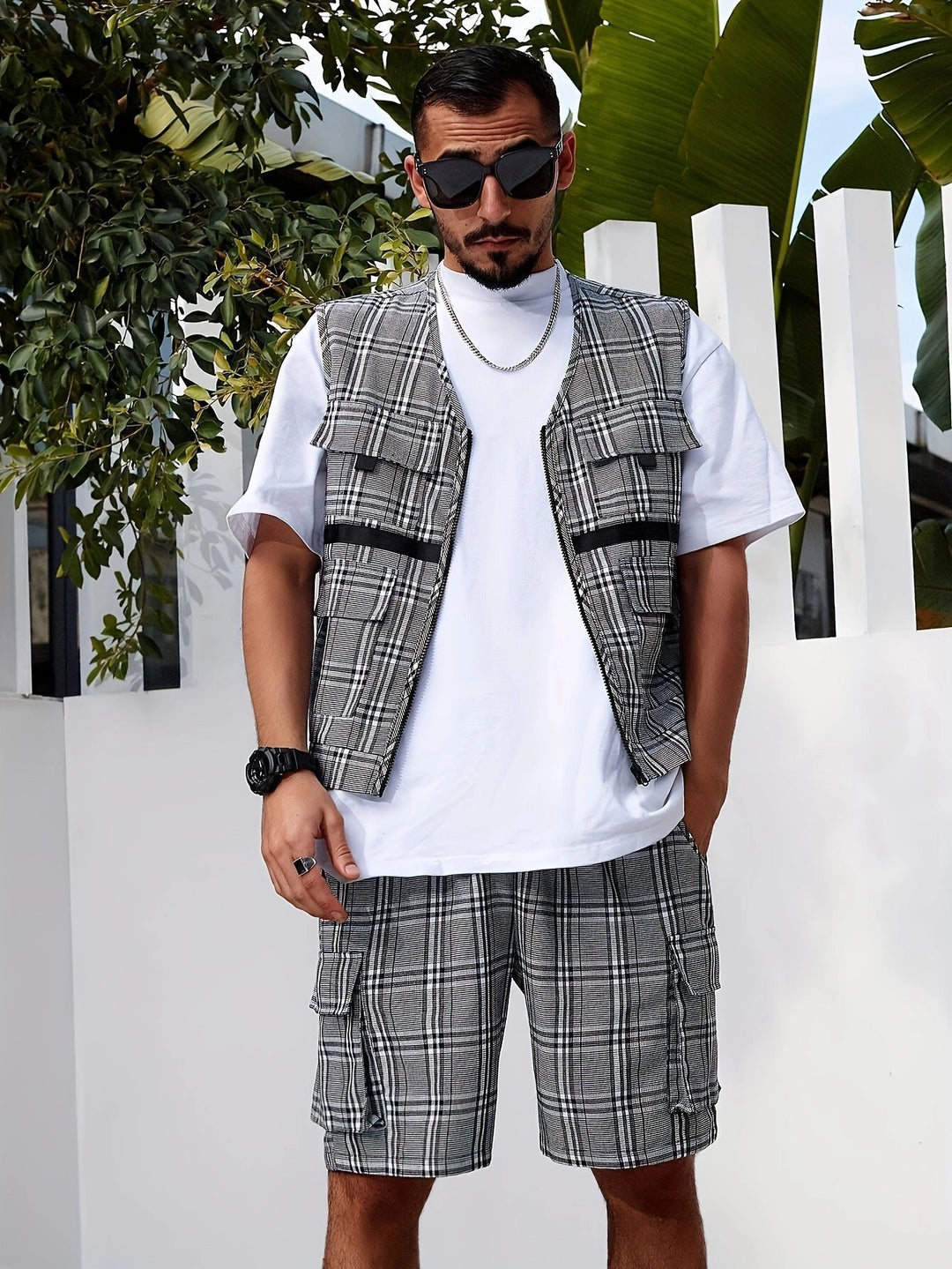 Herren stylischer Utility-Weste mit mehreren Taschen Aliams