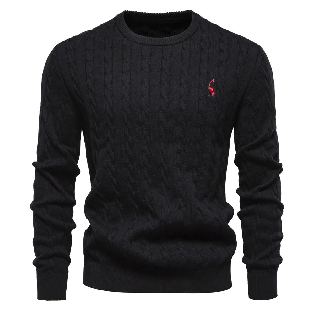 Herren Strickpullover mit Zopfmuster und Rundhalsausschnitt Aliams