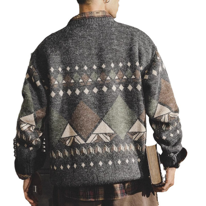 Herren Strickpullover mit geometrischem Muster und lässigem Schnitt Aliams