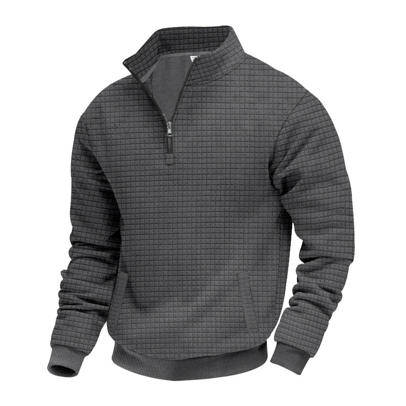 Herren Strukturierter Sweatpullover mit halbem Reißverschluss Aliams