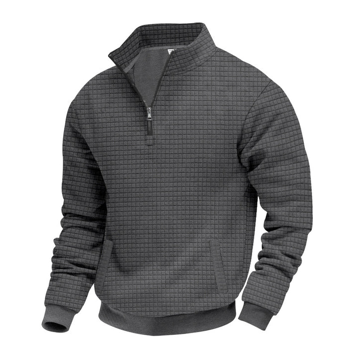 Herren Strukturierter Sweatpullover mit halbem Reißverschluss Aliams